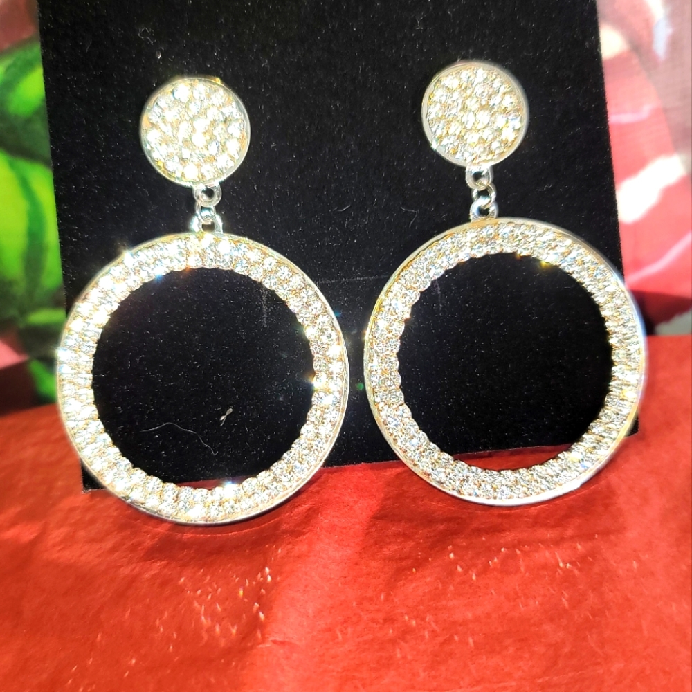 Large Hoop cz crusted Hoop earrings